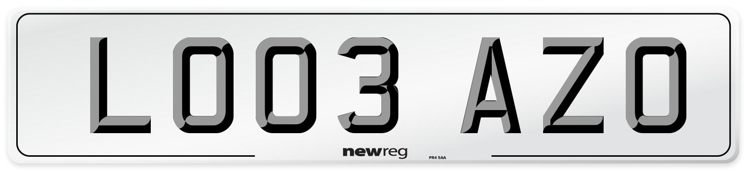 LO03 AZO Number Plate from New Reg